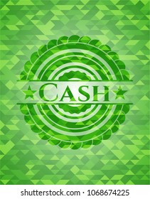 Cash green emblem. Mosaic background