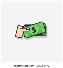 Cash in Hand Currency Notes of Dollar Line Style Icon