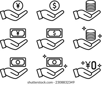 Cash in Hand Icon Set