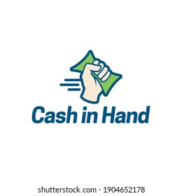 Cash in Hand Logo and Icon. Vector Illustration. A logo featuring an icon of a hand holding cash.