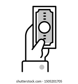 cash hand thin line vector icon