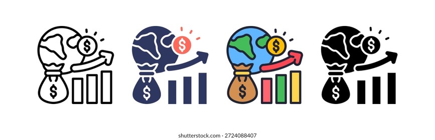 Icono de manejo de efectivo Ilustración vectorial múltiple