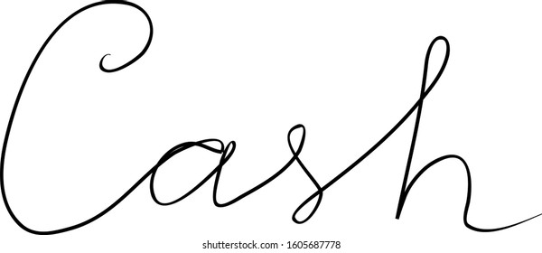 Cash Handwritten Text Inscription Modern Hand Stock Vector (Royalty ...