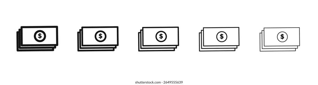 Cash icon black and white vector sign