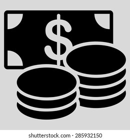 Cash icon from Business Bicolor Set. This flat vector symbol uses black color, rounded angles, and isolated on a light gray background.