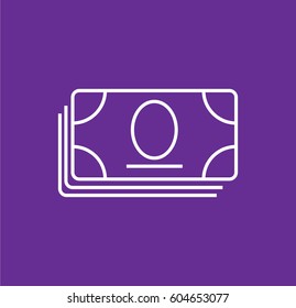 Cash icon. Dollar. Linear style. Isolated vector.