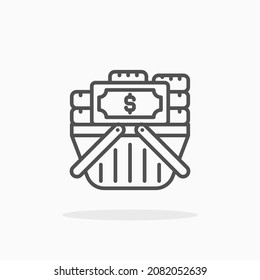 Cash icon. Editable Stroke and pixel perfect. Outline style. Vector illustration. Enjoy this icon for your project.
