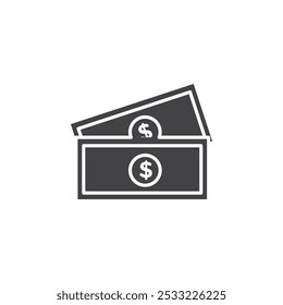 Cash icon Flat simple outline set