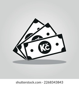 Cash Icon flat style with Czech koruna sign. Banknote cash money symbol. Saving, exchange, finance and budget concept. Flat vector currency symbol.