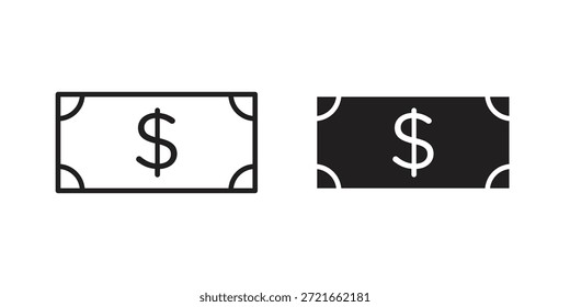 Icono de efectivo de Vector plano y delgado. Conjunto de iconos editables