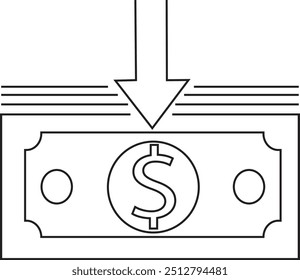 Ícone de entrada de caixa, ícone de renda, ícone de depósito, investimento, ícone financeiro, dinheiro, dólar