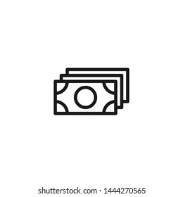 Cash icon in line style. Paper money icon for perfect web and mobile UI design.