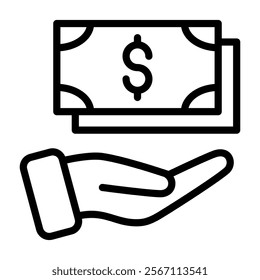 Cash Icon Lineal Style Vector Illustration