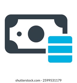 Cash Icon. Cash, Money, Currency, Payment, Savings, Wealth, Income, Fund. Vector Icon Illustration