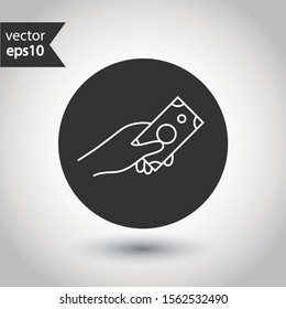 Cash icon. Money icon. Cash outline sign. Round icon design. Flat icon. EPS 10 dollar pictogram symbol