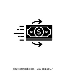 Cash Icon with Moving Arrows for Dynamic Financial Movement