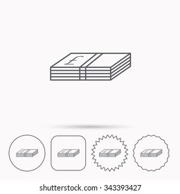 Cash icon. Pound money sign. GBP currency symbol. Linear circle, square and star buttons with icons.