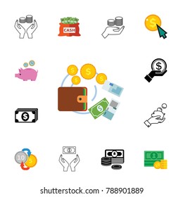 Cash icon set