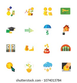 Cash icon set. Can be used for topics like saving, banking, loan, finance