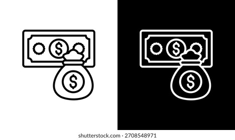 Efectivo con diseño de conjunto de iconos