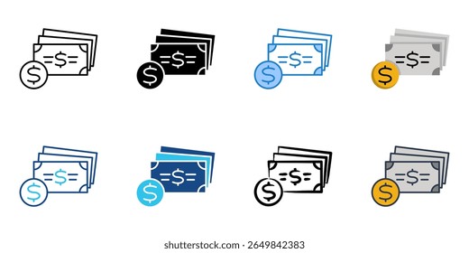 Conjunto de iconos de efectivo colección de estilos múltiples 
