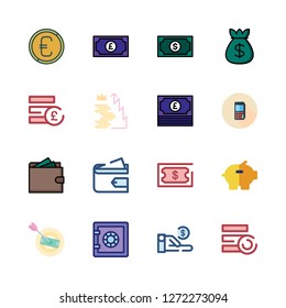 cash icon set. vector set about money bag, coins, coin and atm icons set.