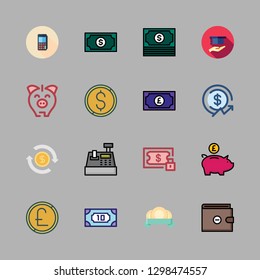 cash icon set. vector set about investment, profits, scholarship and cash register icons set.