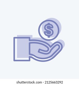 Cash Icon In Trendy Two Tone Style Isolated On Soft Blue Background