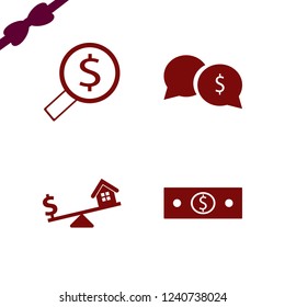 cash icon. cash vector icons set dollar house scales, money cash, looking money and money speech bubbles
