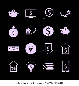 cash icon. cash vector icons set money bag, dollar, dollar rate falling and euro piggy bank