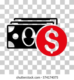 Cash icon. Vector illustration style is flat iconic bicolor symbol, intensive red and black colors, transparent background. Designed for web and software interfaces.