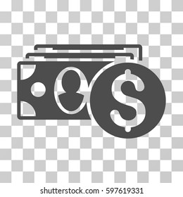 Cash icon. Vector illustration style is flat iconic symbol, gray color, transparent background. Designed for web and software interfaces.