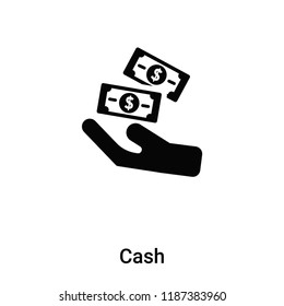 Cash icon vector isolated on white background, logo concept of Cash sign on transparent background, filled black symbol svg