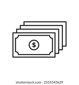 Cash icon vector isolated on white background.