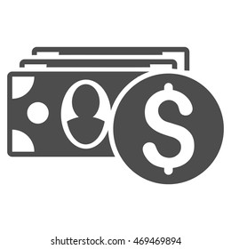 Cash icon. Vector style is flat iconic symbol with rounded angles, gray color, white background.