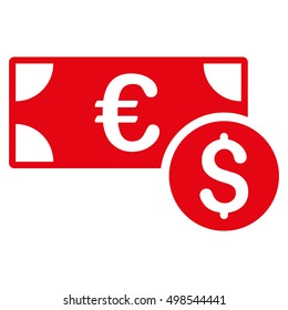 Cash icon. Vector style is flat iconic symbol, red color, white background.