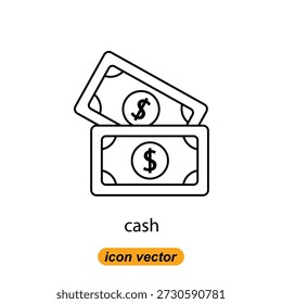 Iconos de efectivo. Ilustraciones planas de iconos vectoriales de efectivo para el Web. Ilustraciones vectoriales de íconos de la empresa.