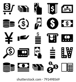 Cash icons. set of 25 editable filled cash icons such as credit card, coin, money, vegas, money, cash payment, check, dollar sign, atm money withdraw, payment, dollar