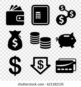 Cash icons set. set of 9 cash filled icons such as atm, Coin, dollar down, Wallet, card, money sack, money, money box