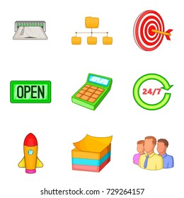 Cash icons set. Cartoon set of 9 cash vector icons for web isolated on white background