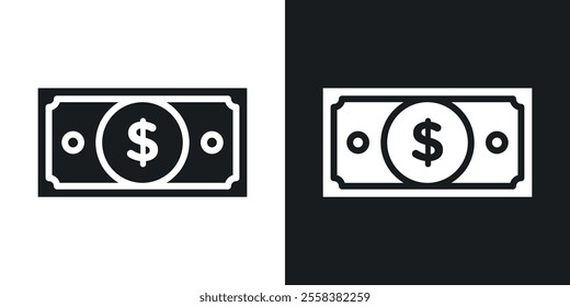 Cash icons in solid black and white colors