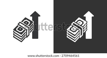 Cash Increase icon. Solid glyph series icon
