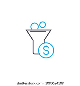 Cash inflow 83 vector thin line stroke icon. Cash inflow 83 outline illustration, linear sign, symbol concept.