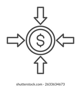 Elemento de icono de contorno de flujo de efectivo para diseño	