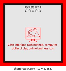Cash interface, cash method, online business icon   line icon
