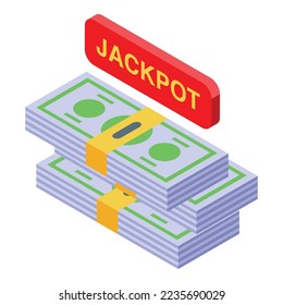 Icono de bote de efectivo vector isométrico. Juego de caja. Dibujar sorteo