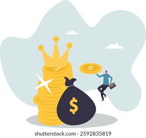 Cash is king, money is the best value in crisis or investor prepare cash to buy stock in economic crisis .business concept.flat character.