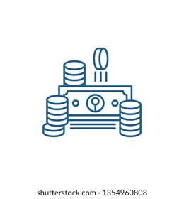 Cash line icon concept. Cash flat  vector symbol, sign, outline illustration.