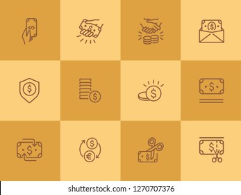Cash line icon set. Deal, paying, currency exchange. Money concept. Can be used for topics like finance, payment, saving