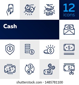 Cash line icon set. Deal, paying, currency exchange. Money concept. Can be used for topics like finance, payment, saving